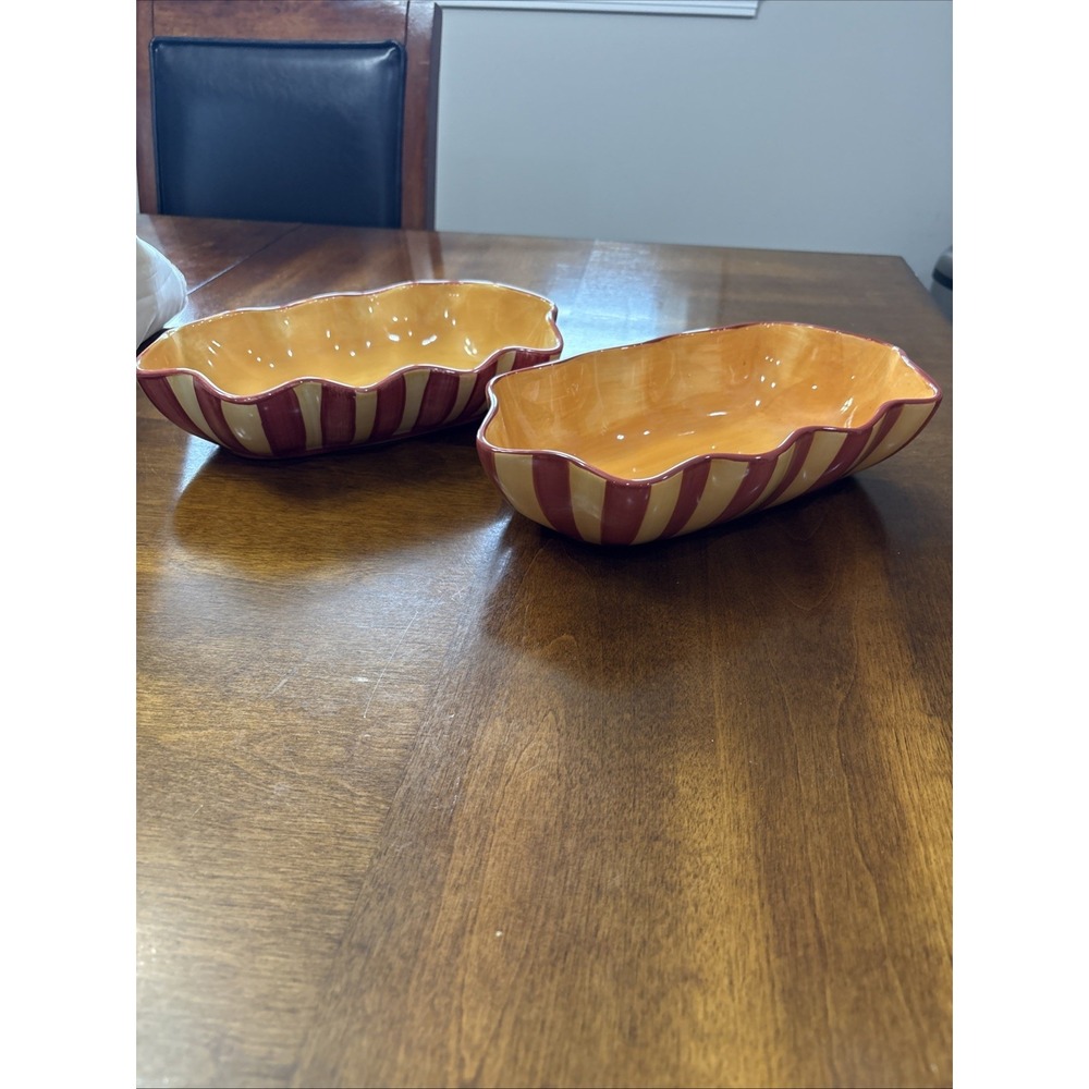 Set Of Two  Southern Living Gail Pittman design Ruffled, striped Sienna line